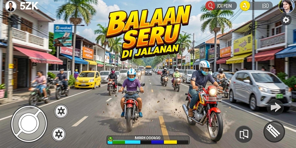 Tampilan gameplay menegangkan dalam balapan 5ZK.