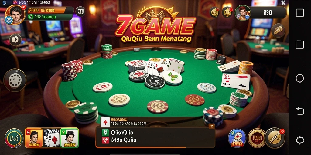Tampilan screenshot utama 7GAME menampilkan gameplay QiuQiu yang seru.