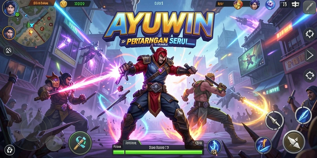 Tampilan seru dari gameplay AYUWIN dalam pertempuran epik.