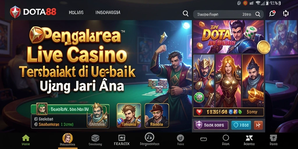 Screenshot gameplay DOTA88 yang menampilkan dealer langsung dan suasana kasino.