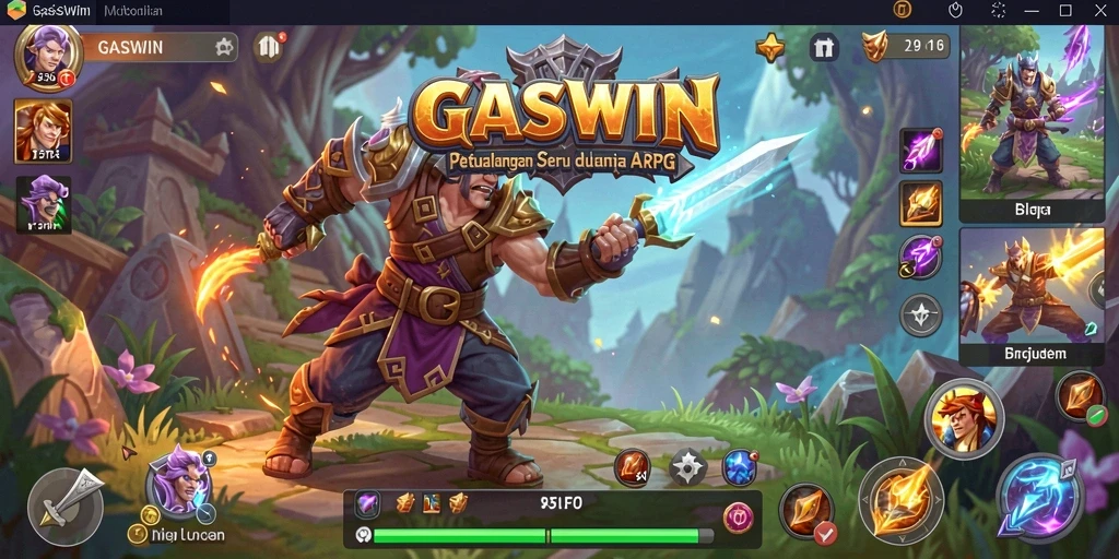 Tampilan gameplay GASWIN yang menampilkan pertarungan seru dalam dunia ARPG.