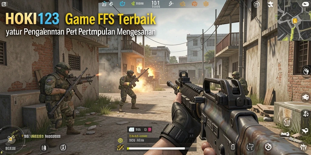 Tangkapan layar HOKI123 menampilkan aksi intens dalam pertempuran FPS.