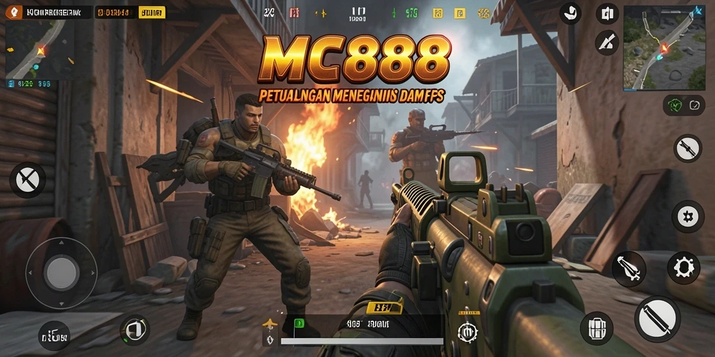 Screenshot gameplay MC888 menampilkan aksi mendebarkan dalam FPS.