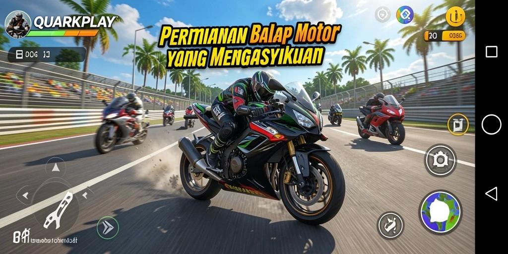 Tampilan gameplay yang dinamis dan seru dari balap motor.