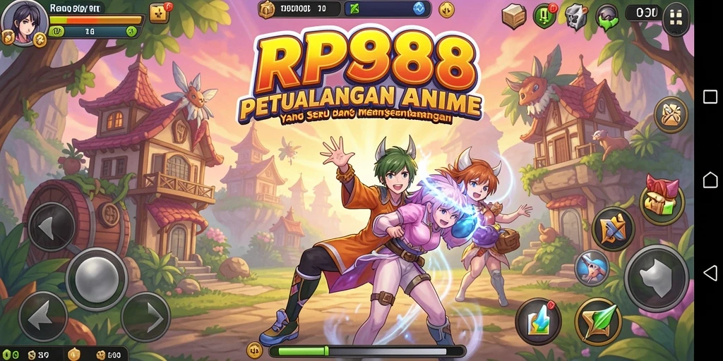 Screenshot utama RP888 menampilkan karakter Anime dalam pertarungan yang epik.
