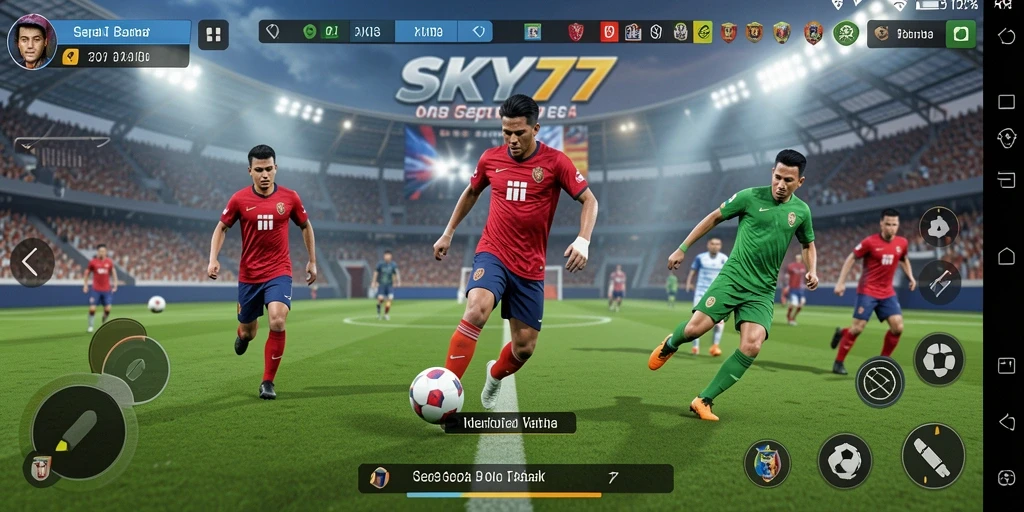 Gameplay menyerupai pertandingan sepak bola nyata penuh aksi.