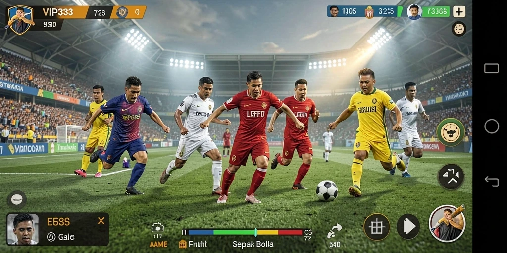 Menampilkan aksi seru dalam permainan sepak bola VIP333.