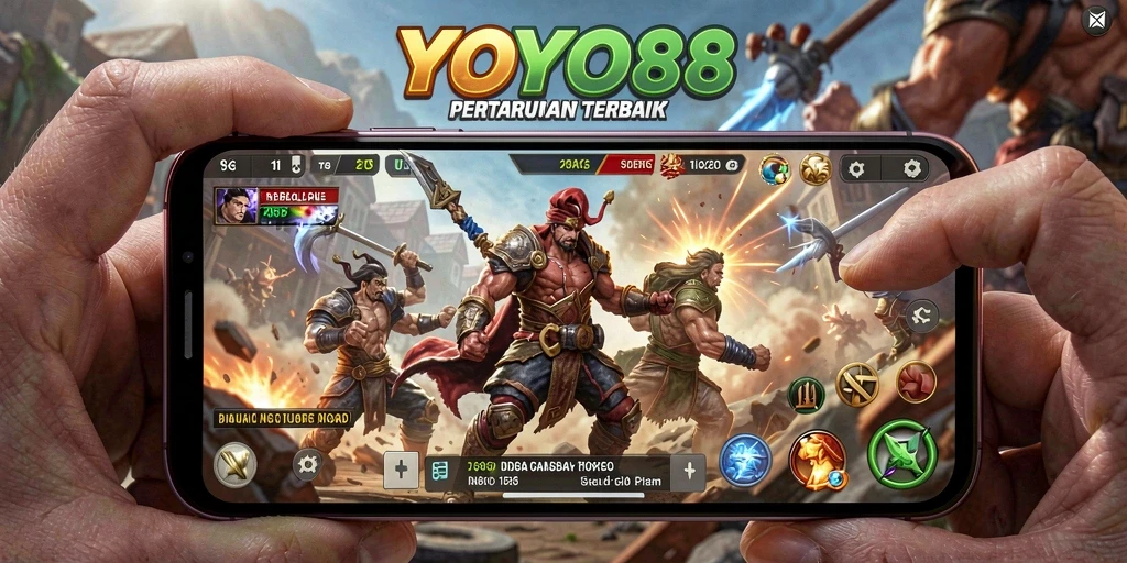 Tangkapan layar YOYO88 menampilkan aksi seru dalam pertempuran Battle Royale.